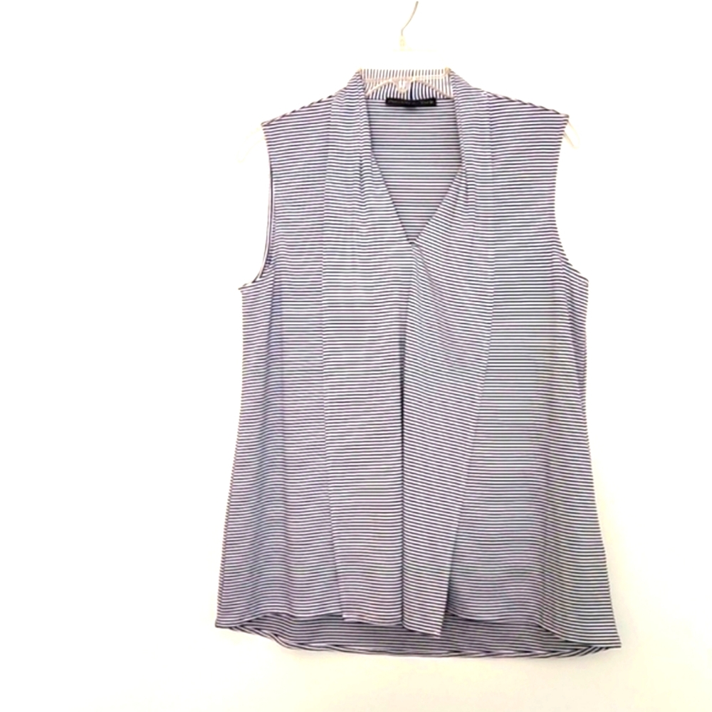 Preston & York Black & White Sleeveless Blouse, Size Med